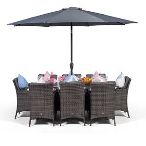 Savannah Square Rattan Patio Dining Set - Grey / 8 by Giardino