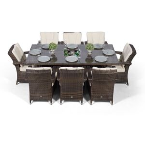 Arizona Square Rattan Patio Dining Set with Ice Bucket Drinks Cooler - Brown / 8 by Giardino