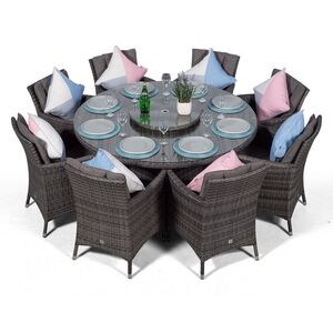 Savannah Round Rattan Patio Dining Set - Grey / 8 by Giardino