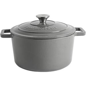 4.5L Cast Iron Enameled Casserole Dish Self Basting Dutch Oven - Slate Grey by Argon Tableware