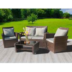 Rattan Garden Furniture Outdoor Set - Brown by BIRCHTREE