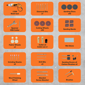 120 Piece Rotary Tool with Storage Case - Orange by VonHaus