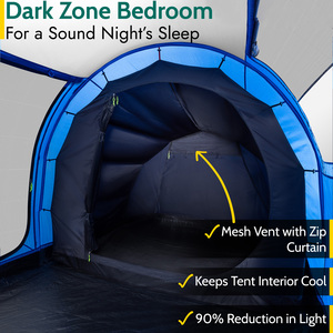 Hexton 6 Man XL Tunnel Tent - Blue by Trail