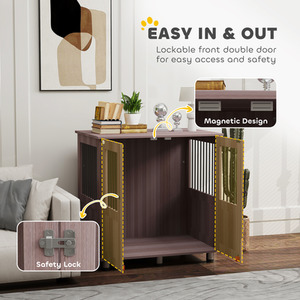 PawHut side Table with Bulit in Dog Crate - Purple / 75cm / 85cm by PawHut