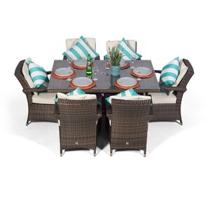 Arizona Square Rattan Patio Dining Set - Brown / 6 by Giardino