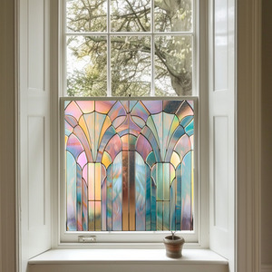 Algua Art Deco Stained Glass Privacy Window Film by Creative Printing Solutions