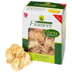24 Flamers Wood Wool Firelighters - Natural by Flamers