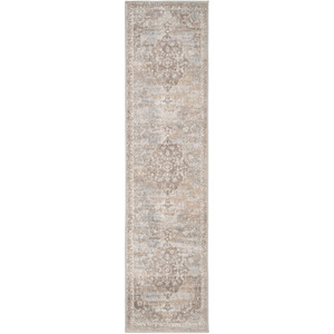 Neutral Beige Traditional Medallion Living Area Rug - Beige / 240 x 60cm by The Rug House