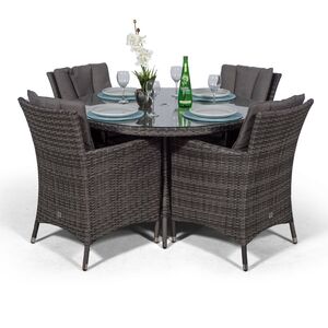 Savannah Round Rattan Patio Dining Set - Grey / 4 by Giardino