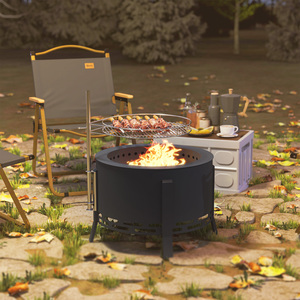 Outsunny 58 cm Portable Fire Pit with Grill Grate - Black by Outsunny