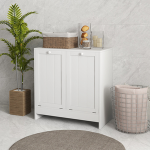 kleankin 2 Doors Bathroom Cabinet with 2 Tilt-Out Hampers - White by kleankin