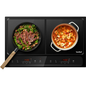 Double Induction Hob with LED Display - Black by VonShef