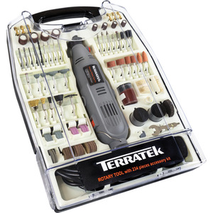 Rotary Tool Kit and Accessories 135W Variable Speed - Grey by Terratek