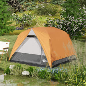 Outsunny 3-4 Person Camping Tent, 3-4 Man Tent - Orange by Outsunny