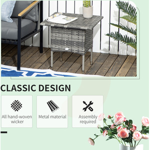 Outsunny All Hand Woven PE Rattan Outdoor Coffee Table - Grey by Outsunny