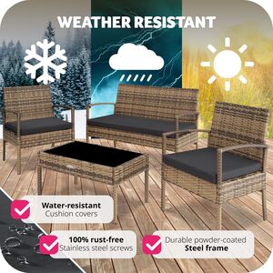 Sparta Rattan Garden Furniture Set - Nature by tectake