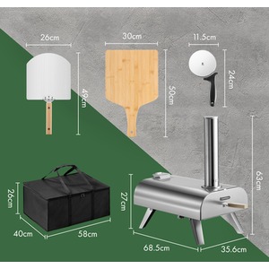Pizza Oven Outdoor Tabletop with Accessories - Silver by VonHaus