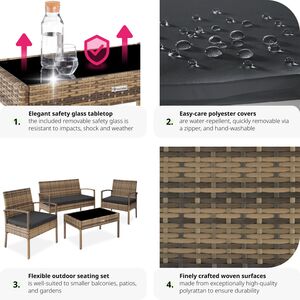 Sparta Rattan Garden Furniture Set - Nature by tectake