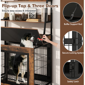 Dog Crate Dog Kennel - Brown by Costway