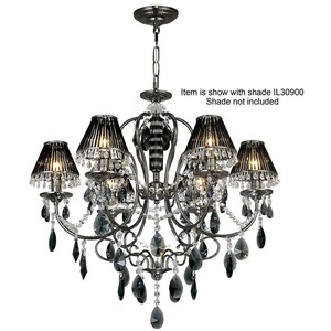 Luna Ceiling Pendant Chandelier 6 Light Black Chrome, Crystal - Black Chrome
