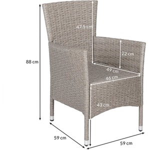 Poly Rattan Garden Chairs Set of 2 - Beige