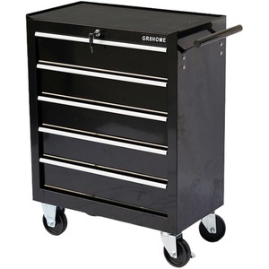 Roller Tool Cabinet Storage Box 5 Drawers Chest Trolley - Black by Gr8 Home