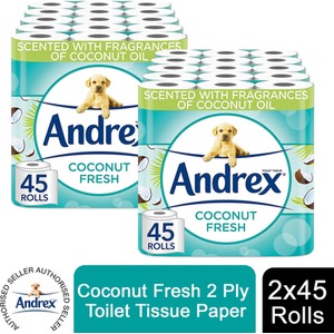 Andrex Toilet Rolls Coconut Fresh Toilet Tissue Paper - 90 by Andrex