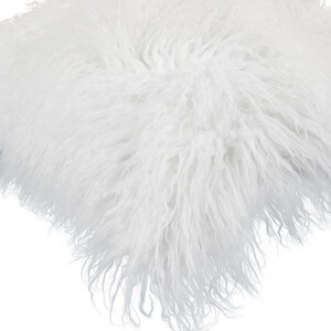 Divante Mongolian Faux Fur Cushion - White by Divante