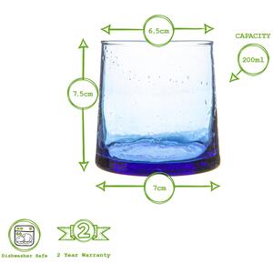 Merzouga Recycled Glass Tumblers with Jug Water Juice Glasses Pitcher - Blue by Nicola Spring