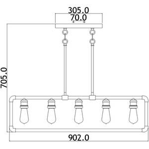 Imahn 5 Light Ceiling Chandelier Pendant Bar Light Black, Natural Brass, E27 - Black