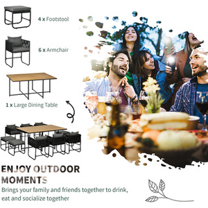 OutsunnyRattan Dining Set Space-saving Design - Black by Outsunny