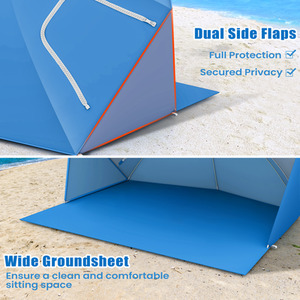 2-in-1 Sun Umbrella Beach Tent - blue by Costway