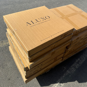 4x Square Wood Acoustic Slatted Wall Panels - Charcoal Black by ALUXO