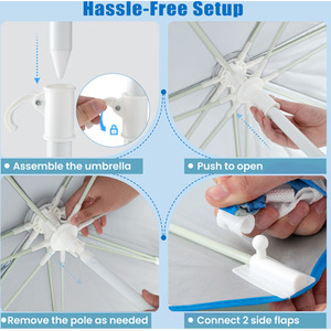 2-in-1 Sun Umbrella Beach Tent - blue by Costway