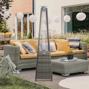 Outdoor Patio Gas Heater Rattan Pyramid Style 13kw Propane Burner - Grey by BU-KO