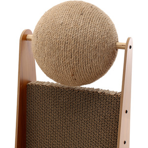 Right Angle Shape Cat Scratching Board with Sisal Ball - Brown / 42cm by Livingandhome