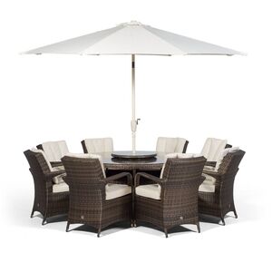 Arizona Round Rattan Patio Dining Set - Brown / 11 by Giardino