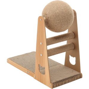 Cat Scratching Board with Sisal Ball - Wood / 50cm by Livingandhome