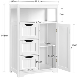 Yaheetech Bathroom Floor Cabinet Storage Units for Living Room - White / 29.5cm by Yaheetech
