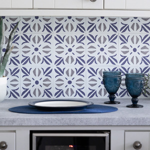 Cubia Blue Self-Adhesive Wall Tiles (6 Tiles) - Blue by d-c-fix