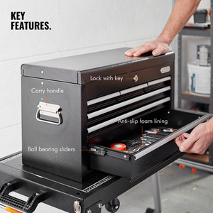 Topchest Tool Box with Two Carry Handles - Black by VonHaus