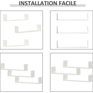 HOMCOM Set of 3 Wooden U Shaped Shelves - White by HOMCOM