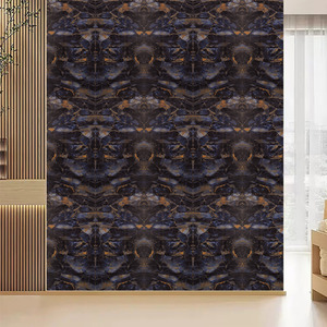 10-Piece Black Faux Marble Wall Stickers with Gold Crackle Pattern - Black+Gold by komore