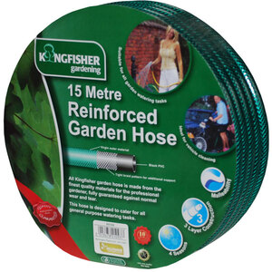 15m Reinforced Garden Hose Pipe in Green - Green by Samuel Alexander