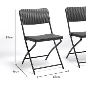 Set of 2 Rattan Effect Folding Garden Chairs - Grey by VonHaus