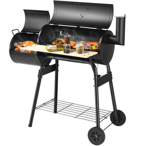 Outdoor BBQ Grill Charcoal Meat Cooker Smoker - Black by Costway