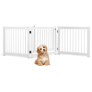 3 Panel Folding Pet Gate 207 x61CM-White - White by Costway