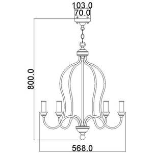 Hartsville 5 Light Chandelier Beachwood Finish, E14 - Chalk Washed