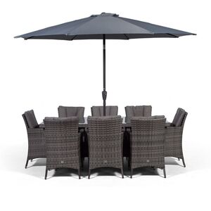 Savannah Square Rattan Patio Dining Set - Grey / 8 by Giardino