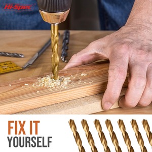 HSS Steel Drill Bit Set - Gold / 99 Piece by Hi-Spec